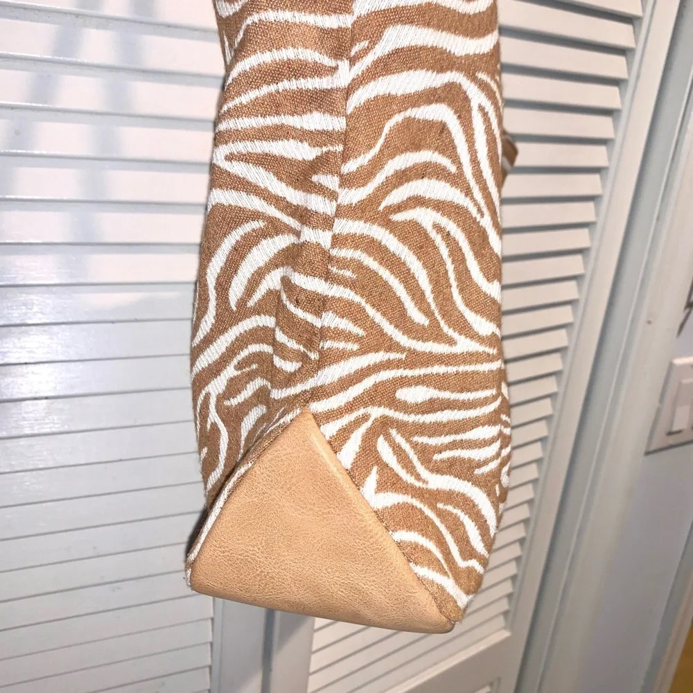 Rachel Zoe Zebra Print Tan Hobo Bag Leather Trim